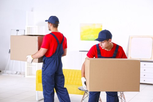 Removal van and moving team in Richmond upon Thames street