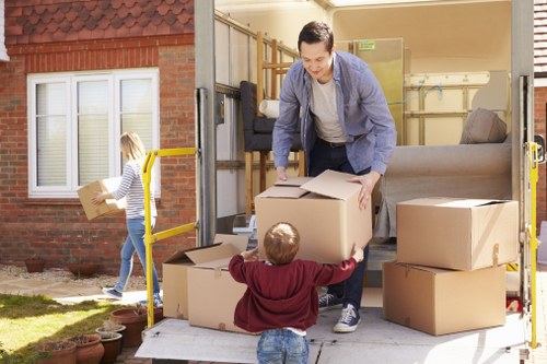 Moving van with sorted recyclable boxes and reusable packing materials in Richmond upon Thames
